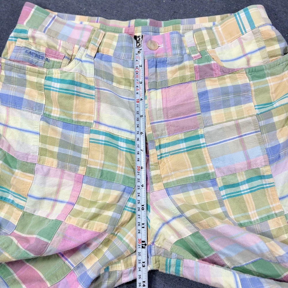 Lauren Jeans Co Ralph Lauren Pants Womens 12 Multicolor Patchwork Plaid Cropped - Picture 5 of 9